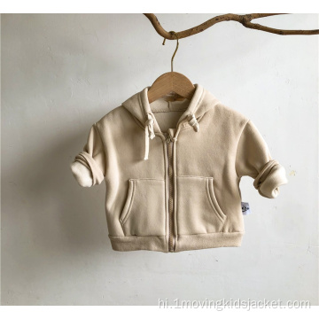 बच्चों के कपड़े बेबी हूडेड स्वेटर कोट